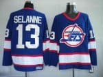 Jets #13 Teemu Selanne Stitched Blue CCM Throwback Jersey