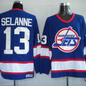 Jets #13 Teemu Selanne Stitched Blue CCM Throwback Jersey
