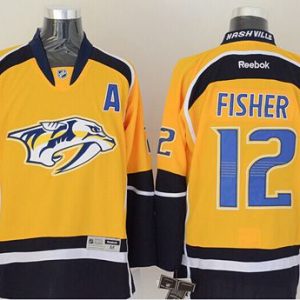 Predators #12 Mike Fisher Yellow Home Stitched Jersey