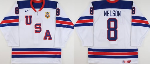 USA #8 Brock Nelson White World Junior Championships Stitched Jersey