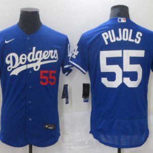 Los Angeles Dodgers #55 Albert Pujols Royal Blue Flex Base Sttiched Jersey