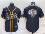 New Orleans Saints Black Team Big Logo With Patch Cool Base Stitched Baseball Jersey