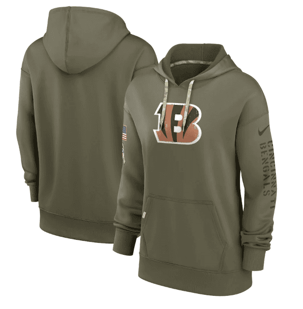 Cincinnati Bengals 2022 Olive Salute To Service Therma Performance Pullover Hoodie(Run Small)