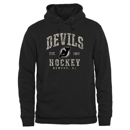 New Jersey Devils Black Camo Stack Pullover Hoodie