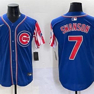 Chicago Cubs #7 Dansby Swanson Royal 2025 Independence Day Vapor Premier Limited Stitched Jersey