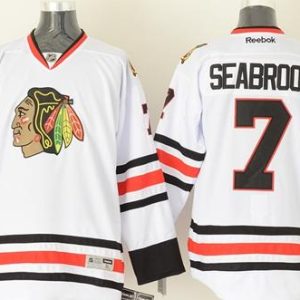 Blackhawks #7 Brent Seabrook White Stitched Jersey