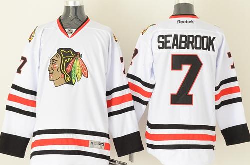 Blackhawks #7 Brent Seabrook White Stitched Jersey