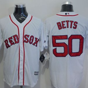 Red Sox #50 Mookie Betts White New Cool Base Stitched Jersey