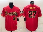 Atlanta Braves #27 Austin Riley Red Gold Cool Base Stitched Baseball Jersey