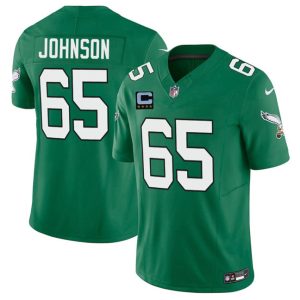 Philadelphia Eagles #65 Lane Johnson Kelly Green 2025 F.U.S.E. With 4-Star C Patch Vapor Untouchable Limited Throwback Stitched Jersey