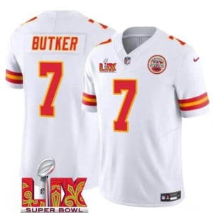 Kansas City Chiefs #7 Harrison Butker White 2025 F.U.S.E. Super Bowl LIX Patch Vapor Untouchable Limited Stitched Jersey