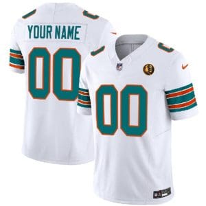 Miami Dolphins Custom White 2023 F.U.S.E. Alternate With John Madden Patch Vapor Limited Stitched Jersey