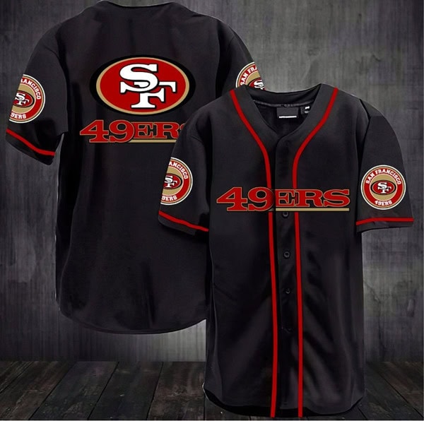 San Francisco 49ers Black Baseball Stitched Jersey Shirt