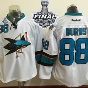 Sharks #88 Brent Burns White 2016 Stanley Cup Final Patch Stitched Jersey