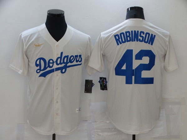 Los Angeles Dodgers #42 Jackie Robinson White Throwback Cool Base Stitched Jersey