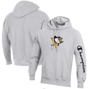 Pittsburgh Penguins Champion Heathered Gray Reverse Weave Pullover Hoodie