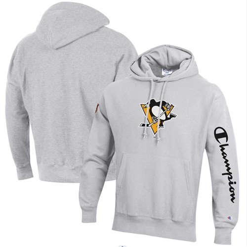 Pittsburgh Penguins Champion Heathered Gray Reverse Weave Pullover Hoodie