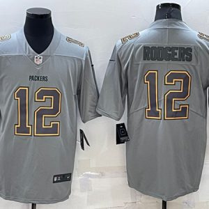 Green Bay Packers #12 Aaron Rodgers Gray Atmosphere Fashion Stitched Jersey
