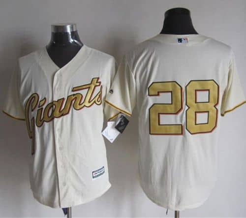 Giants #28 Buster Posey Cream(Gold No.) New Cool Base Stitched Jersey