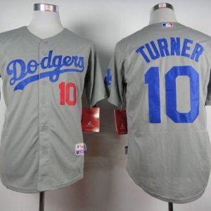 Dodgers #10 Justin Turner Grey Cool Base Stitched Jersey