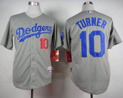 Dodgers #10 Justin Turner Grey Cool Base Stitched Jersey