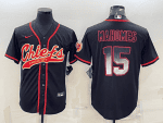 Kansas City Chiefs #15 Patrick Mahomes Black Red With Patch Cool Base Stitched Baseball Jersey