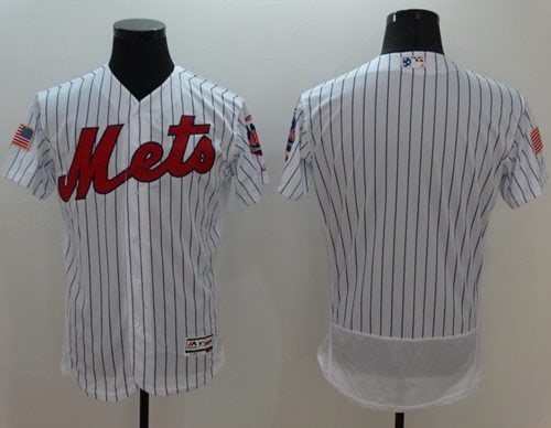 Mets Blank White(Blue Strip) Fashion Stars Stripes Flexbase Authentic Stitched Jersey