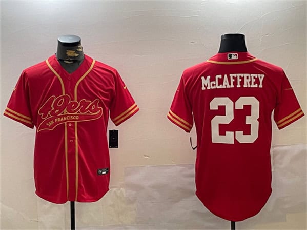 San Francisco 49ers #23 Christian McCaffrey Red Cool Base Stitched Jersey