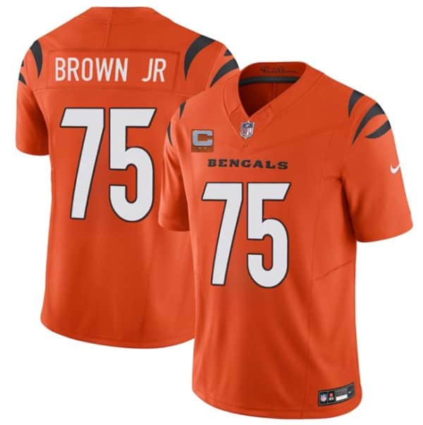 Cincinnati Bengals #75 Orlando Brown Jr Orange 2025 F.U.S.E. With 2-Star C Patch Vapor Untouchable Limited Stitched Jersey