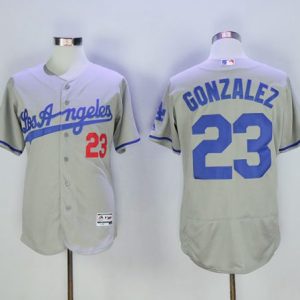 Dodgers #23 Adrian Gonzalez Grey Flexbase Authentic Collection Road Stitched Jersey