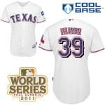 Rangers #39 Scott Feldman White Cool Base 2011 World Series Patch Stitched Jersey
