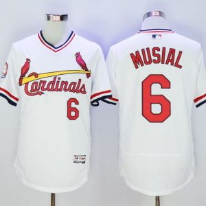 Cardinals #6 Stan Musial White Flexbase Authentic Collection Cooperstown Stitched Jersey
