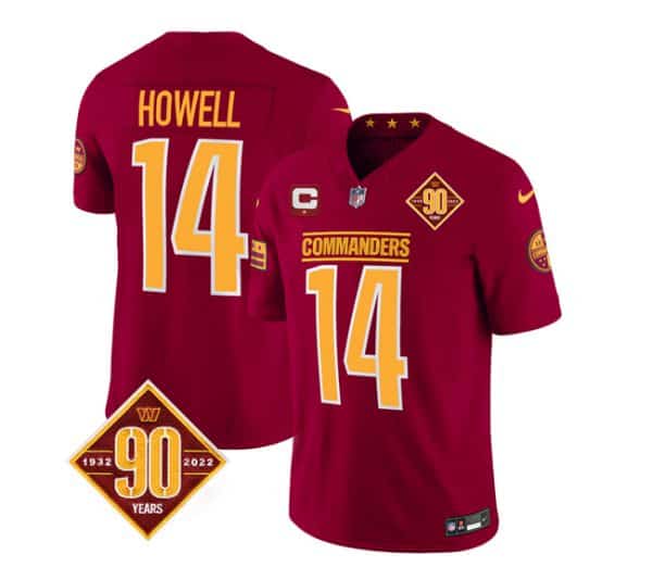 Washington Commanders #14 Sam Howell Burgundy 2023 F.U.S.E. 90th Anniversary Vapor Limited Stitched Jersey
