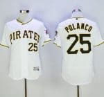Pirates #25 Gregory Polanco White Flexbase Authentic Collection Stitched Jersey