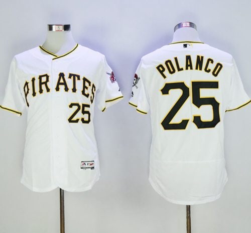 Pirates #25 Gregory Polanco White Flexbase Authentic Collection Stitched Jersey