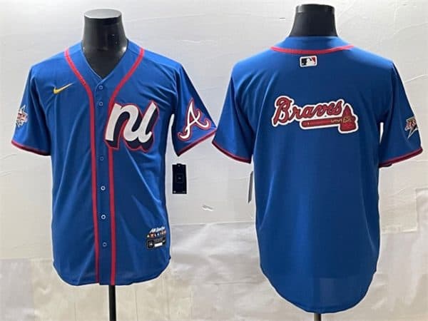 National League Atlanta Braves Team Big Logo Blue 2025 All-Star Edition Limited Stitched Jersey