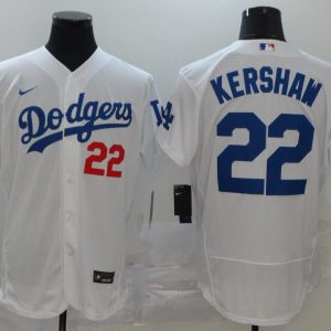 Los Angeles Dodgers #22 Clayton Kershaw White Flex Base Stitched Jersey