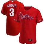 Philadelphia Phillies Red #3 Bryce Harper Flex Base Stitched Jersey