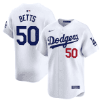 Los Angeles Dodgers #50 Mookie Betts Home White Stitched Jersey