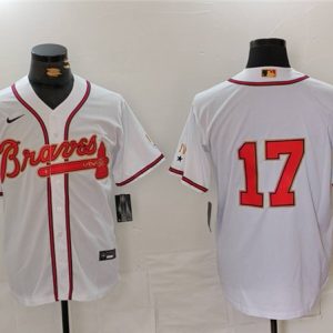 Atlanta Braves #17 Andy Messersmith White Gold World Series Champions Cool Base Stitched Jersey