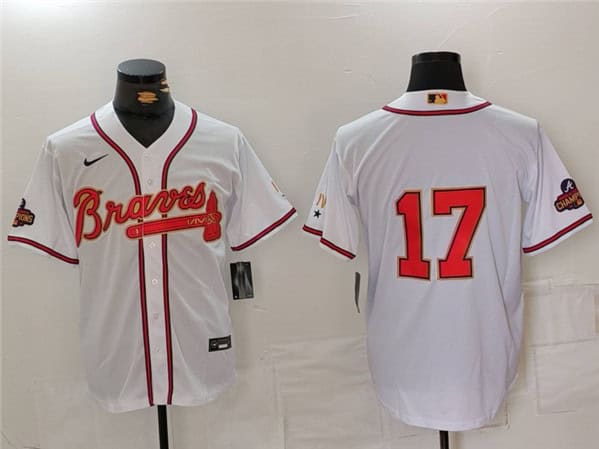 Atlanta Braves #17 Andy Messersmith White Gold World Series Champions Cool Base Stitched Jersey