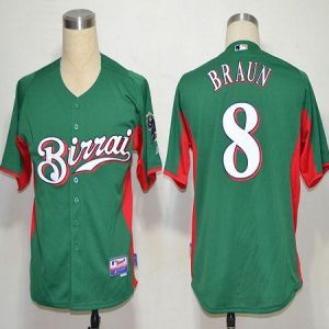 Brewers #8 Ryan Braun Green Birrai Cool Base Stitched Jersey