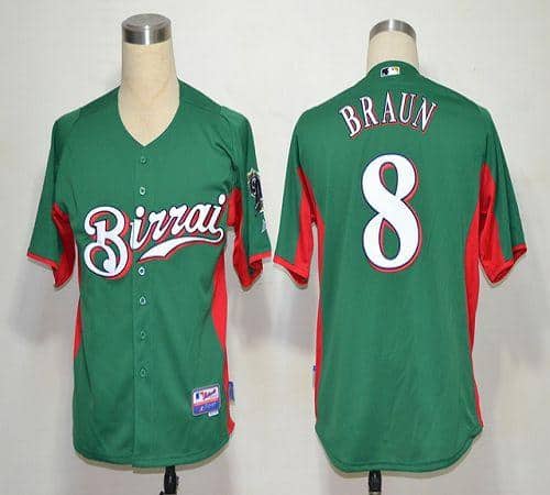 Brewers #8 Ryan Braun Green Birrai Cool Base Stitched Jersey