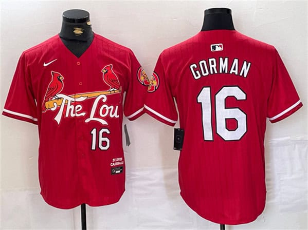 St. Louis Cardinals #16 Nolan Gorman Red 2024 City Connect Stitched Jersey