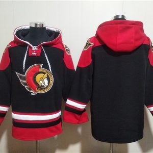 Ottawa Senators Blank Black Ageless Must-Have Lace-Up Pullover Hoodie