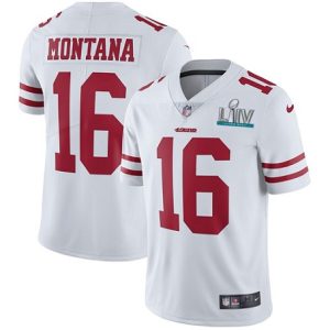 San Francisco 49ers #16 Joe Montana White Super Bowl LIV Vaper Untouchable Limited Stitched Jersey
