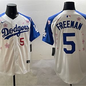 Los Angeles Dodgers #5 Freddie Freeman White Royal 2025 Tokyo Series Limited Stitched Jersey