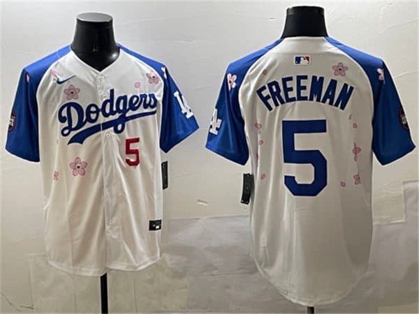 Los Angeles Dodgers #5 Freddie Freeman White Royal 2025 Tokyo Series Limited Stitched Jersey