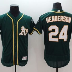Athletics #24 Rickey Henderson Green Flexbase Authentic Collection Stitched Jersey