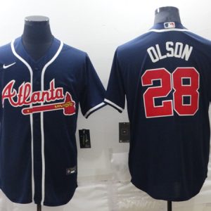 Atlanta Braves #28 Matt Olson Navy Cool Base Stitched Baseball Jersey